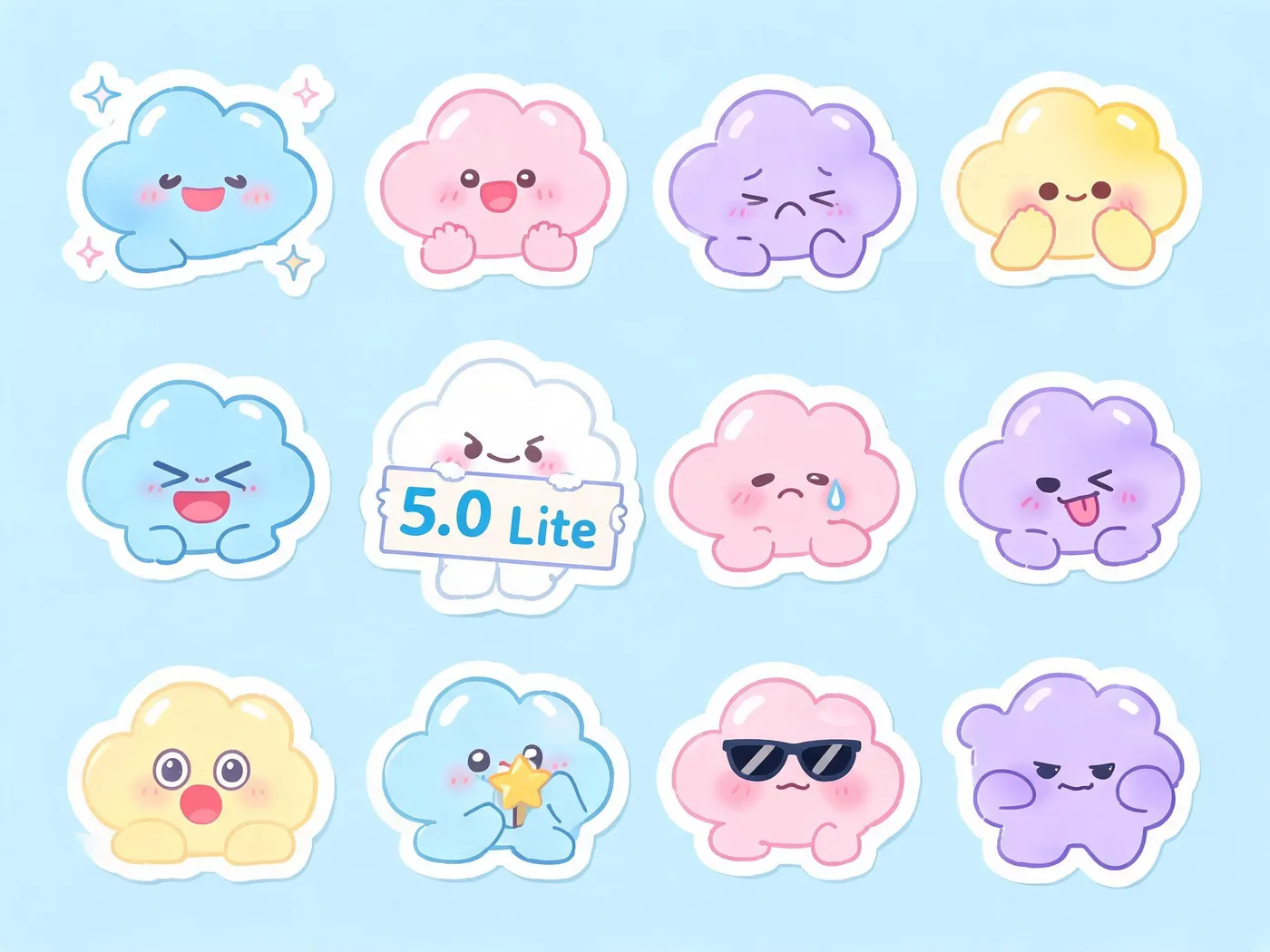 Seedream 5.0 Lite self-portrait, kawaii sticker sheet